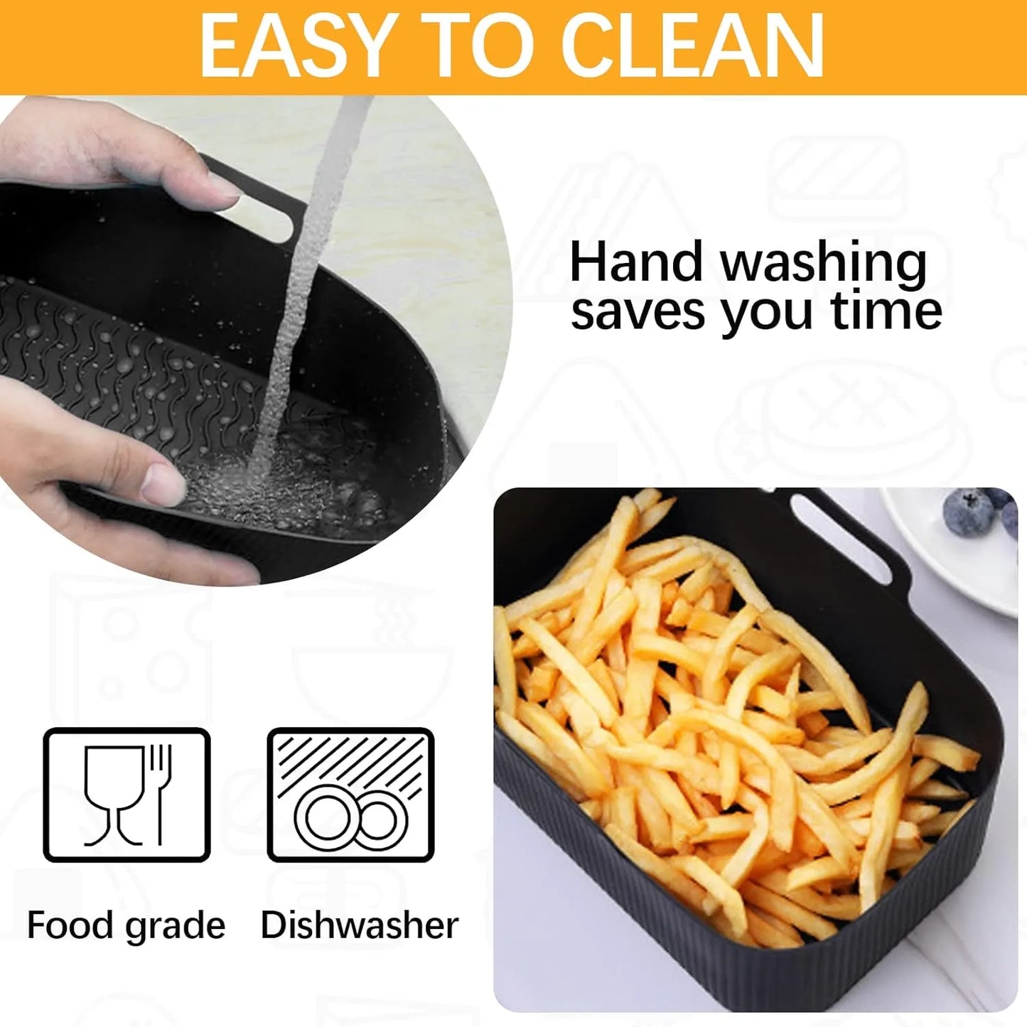 Silicone Air Fryer Liner, 2 Pcs Air Fryer Liners Reusable for Ninja Air Fryer - ZR Online Solutions