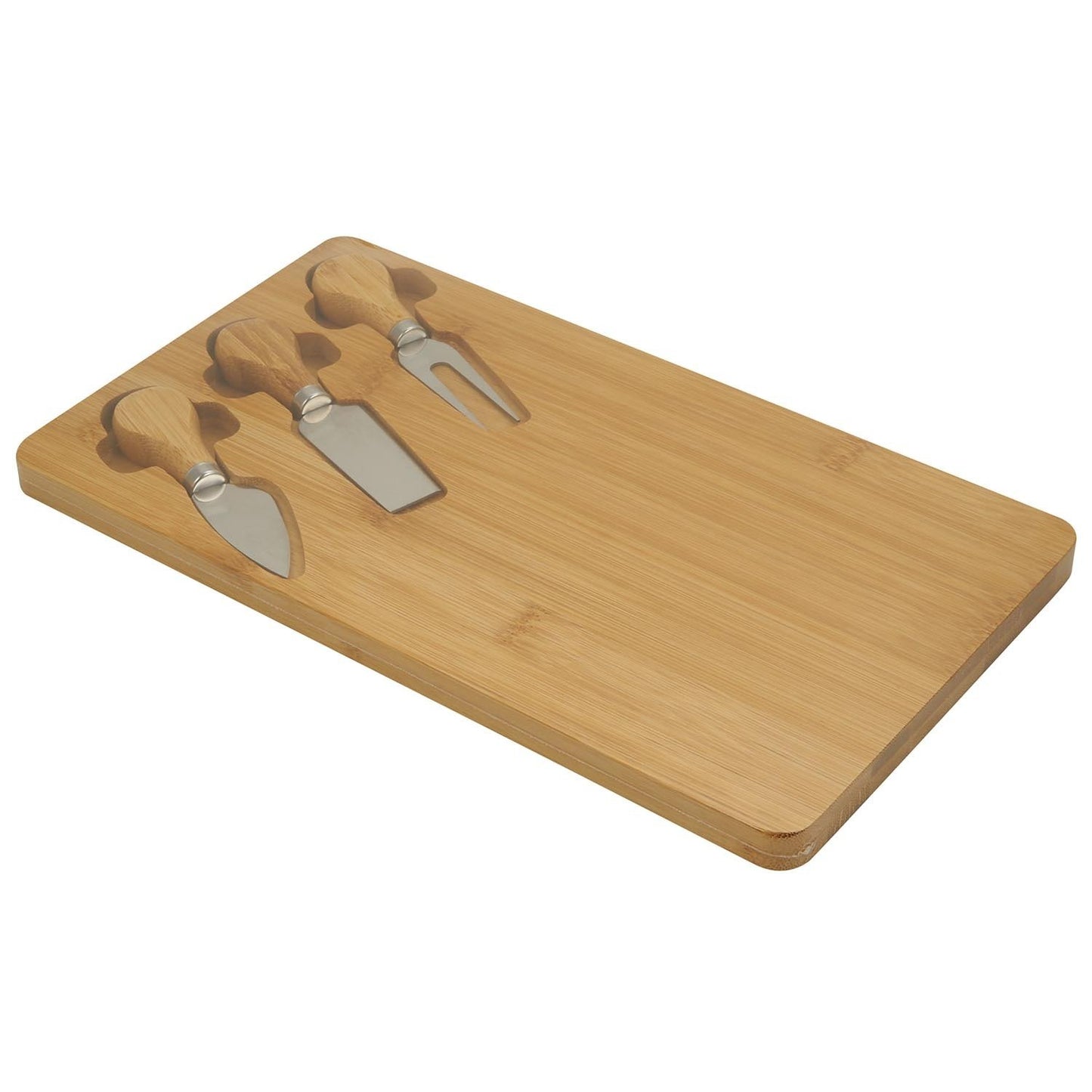 Bamboo Cheese Board with 3 Cheese Knives - Brown Cutting Board - ZR Online Solutions