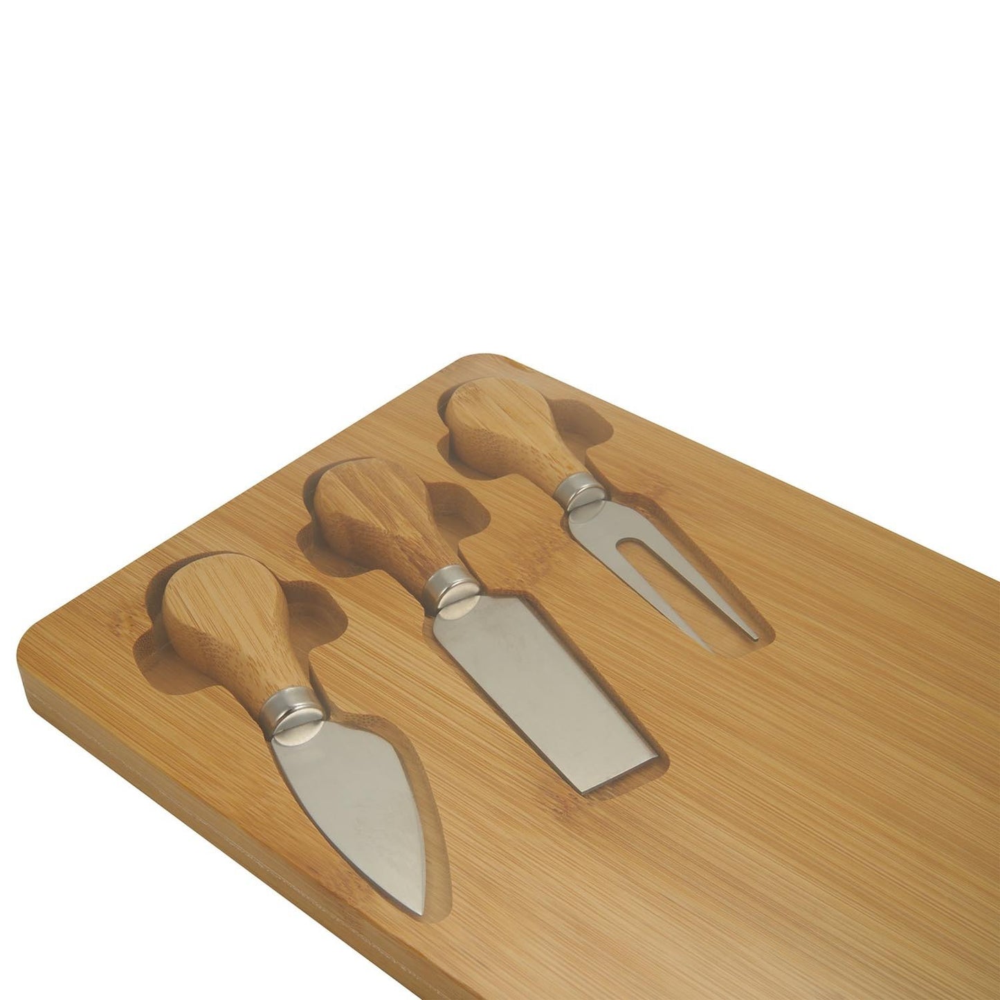 Bamboo Cheese Board with 3 Cheese Knives - Brown Cutting Board - ZR Online Solutions