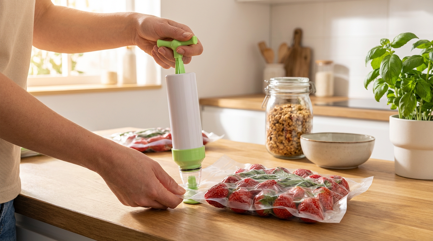 Green Filterable Hand Vacuum Sealer Pump For Fresh Food Storage