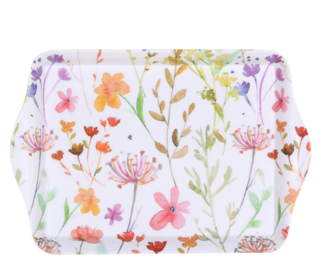 Wild Flowers Tray - White / Trinket Serving Tray - ZR Online Solutions