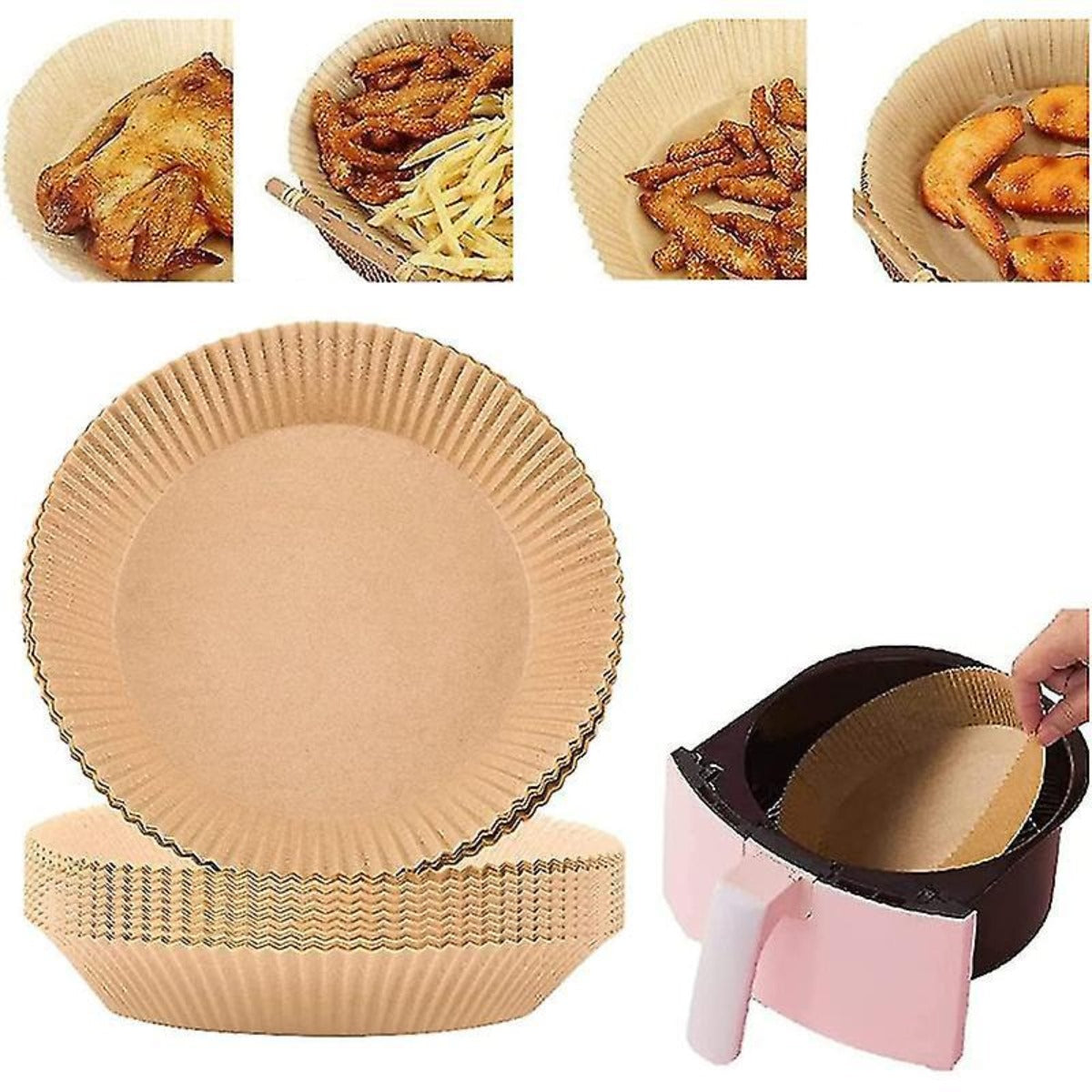Air Fryer Paper Liners Disposable: 100PCS Round Air fryer Oven Insert Parchment Sheets Grease and Water Proof Non Stick Basket Liners for Baking Cooking Air Fryer Paper Liners, Air Fryer Liner Disposable for Microwave