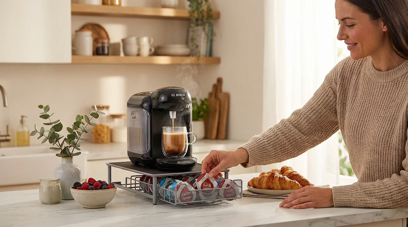Coffee Pod Holder for 60 Pods – Compact Capsule Storage for Nespresso, Dolce Gusto & Tassimo