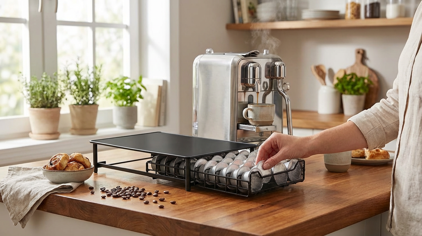 Premium Drawer Coffee Pod Organizer - Holds 60 Capsules