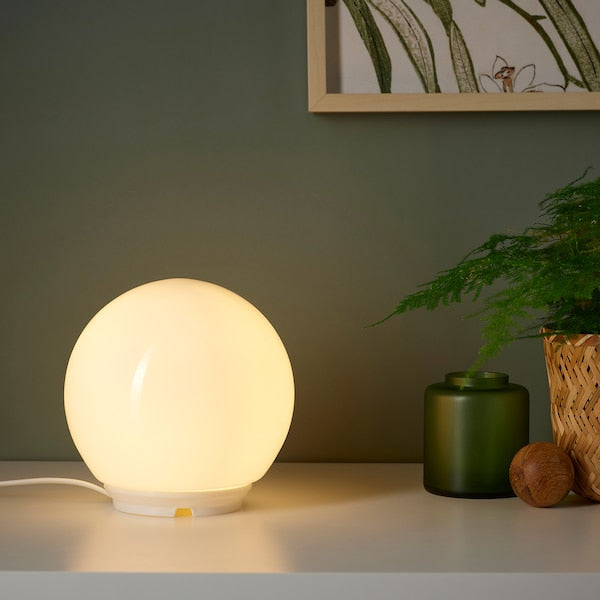 FADO Table Lamp, 17cm White Globe Shaped Decorative Sidetable Lamp - ZR Online Solutions