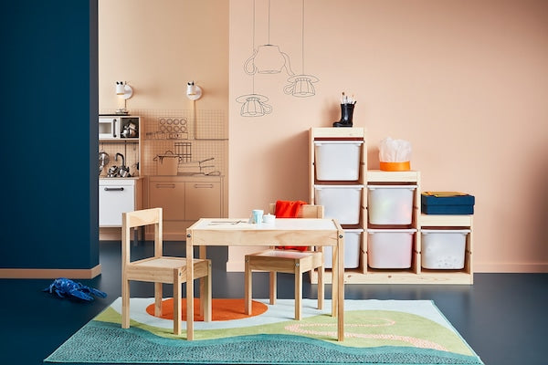 LATT Children's Table with 2 Chairs White/Pine Solid Wood Table - ZR Online Solutions
