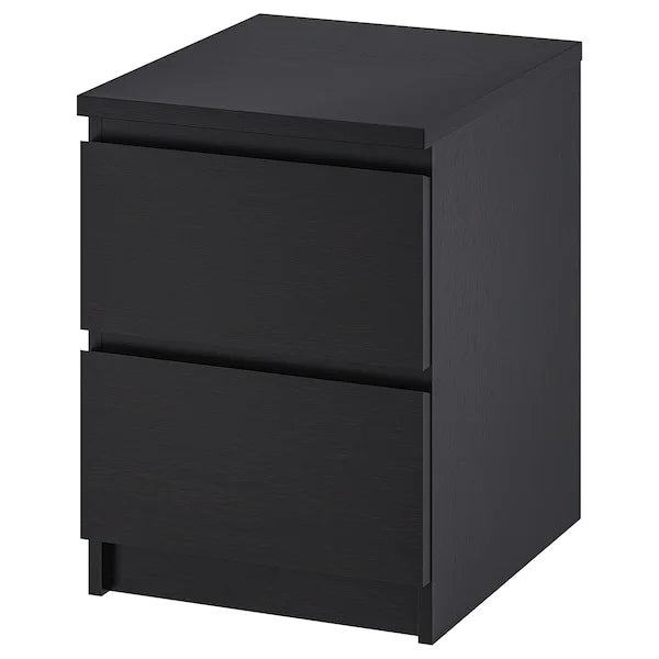 MALM Chest of 2 Drawers Black Brown Bed Side Table - ZR Online Solutions