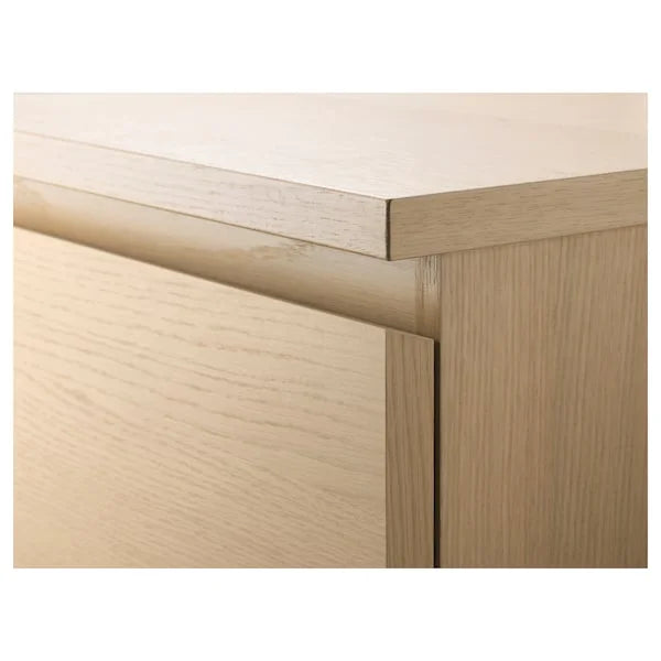 MALM Chest of 2 Drawers White Stained Oak Veneer Bed Side Table - ZR Online Solutions