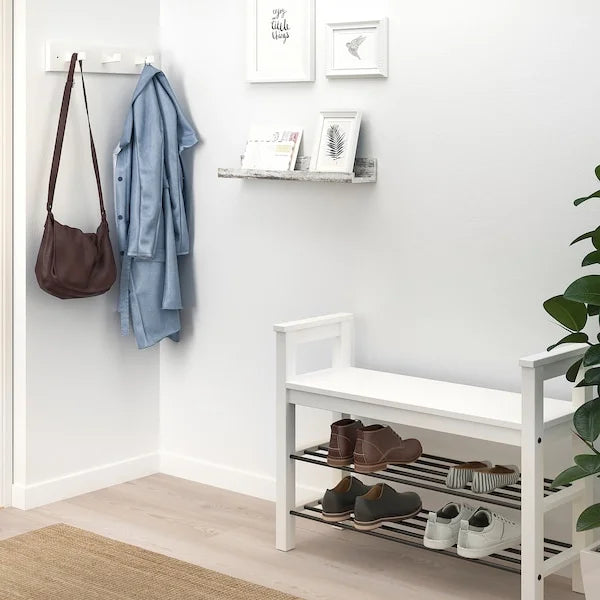 MOSSLANDA 55cm Picture Ledge White Stained Pine Effect Wall Mounted Photo Shelf - ZR Online Solutions