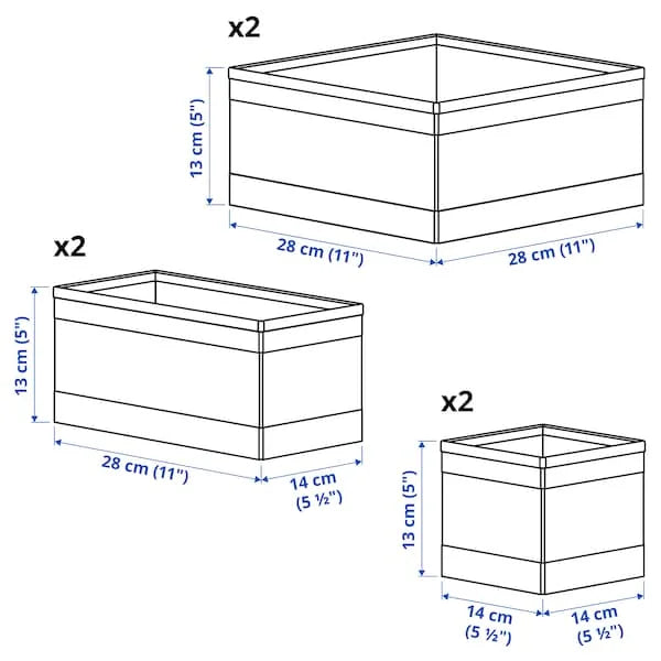 SKUBB Box Set of 6 White Stackable Drawer Storage Basket - ZR Online Solutions