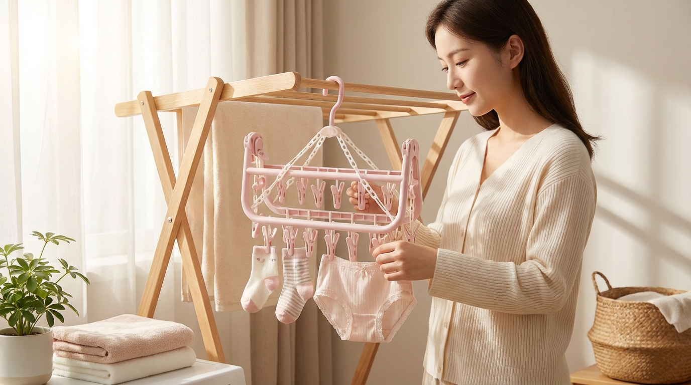Premium 32-Clip Drying Hanger For Effortless Laundry Organization