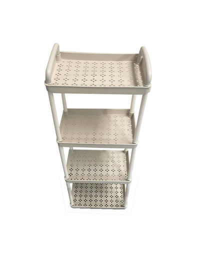 Four-Tier Rolling Storage Cart - Compact White Organizer For Any Space
