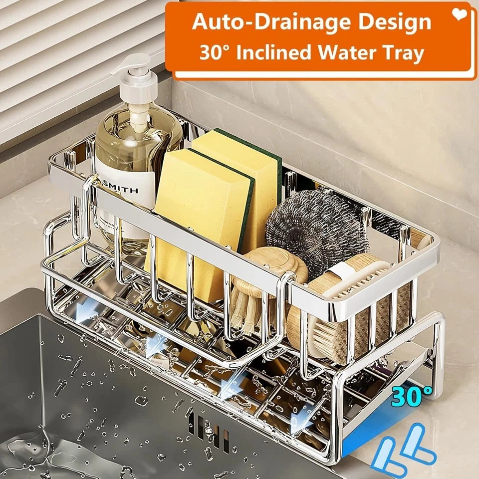 Streamlined Stainless Steel Sink Drain Rack For Clutter-Free Kitchen