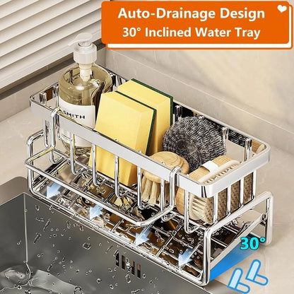 Streamlined Stainless Steel Sink Drain Rack For Clutter-Free Kitchen