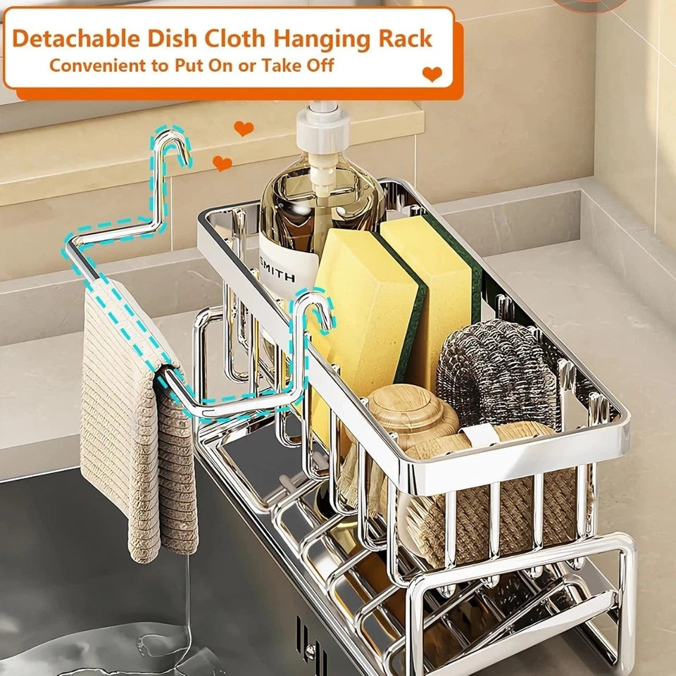 Streamlined Stainless Steel Sink Drain Rack For Clutter-Free Kitchen