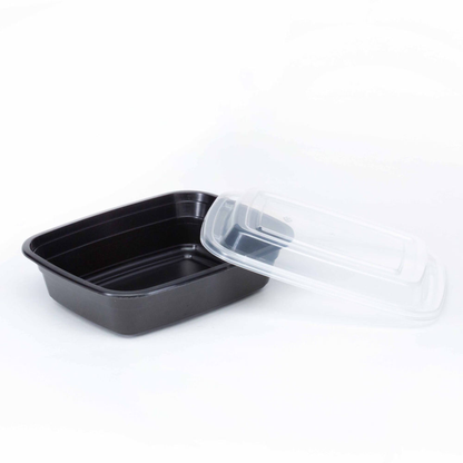 Premium black base clear lid 28oz meal prep containers – reusable airtight stackable food storage boxes, BPA-free, microwave freezer dishwasher safe for UK kitchen