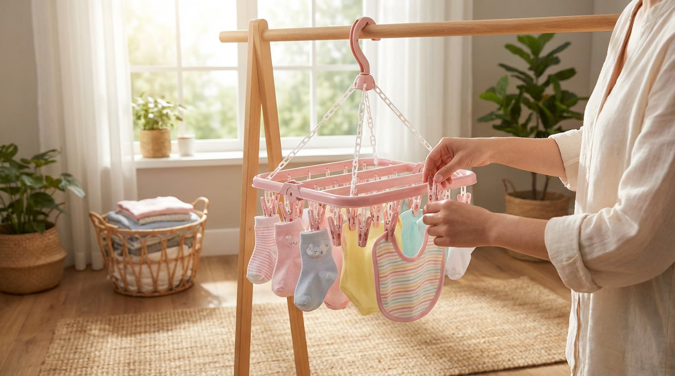 Premium 32-Clip Drying Hanger For Effortless Laundry Organization