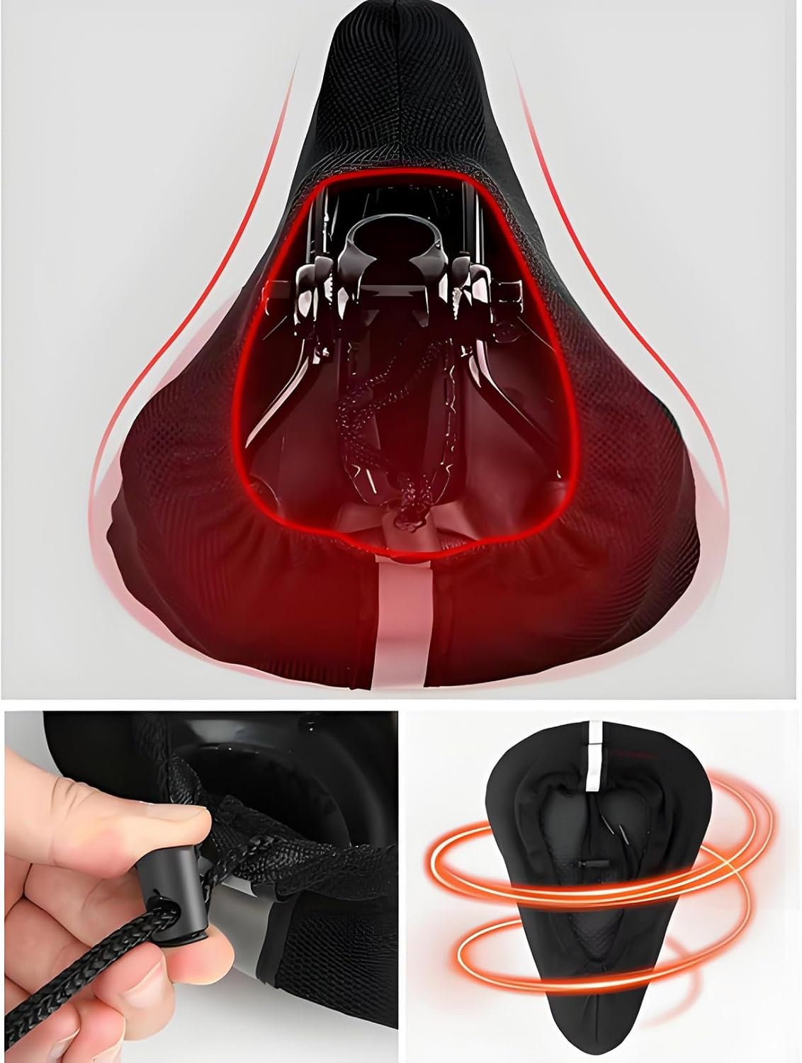 Comfort Ride Bike Seat Cushion With Reflective Safety Strips