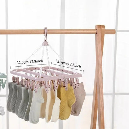 Premium 32-Clip Drying Hanger For Effortless Laundry Organization