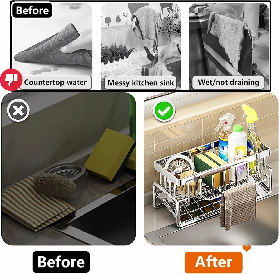 Streamlined Stainless Steel Sink Drain Rack For Clutter-Free Kitchen