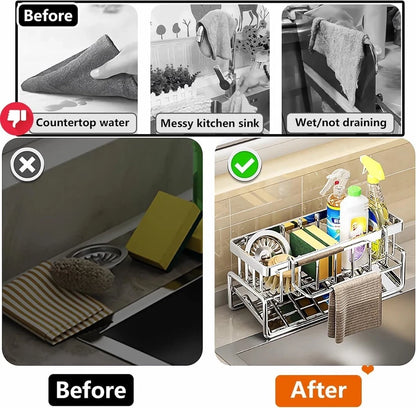 Streamlined Stainless Steel Sink Drain Rack For Clutter-Free Kitchen