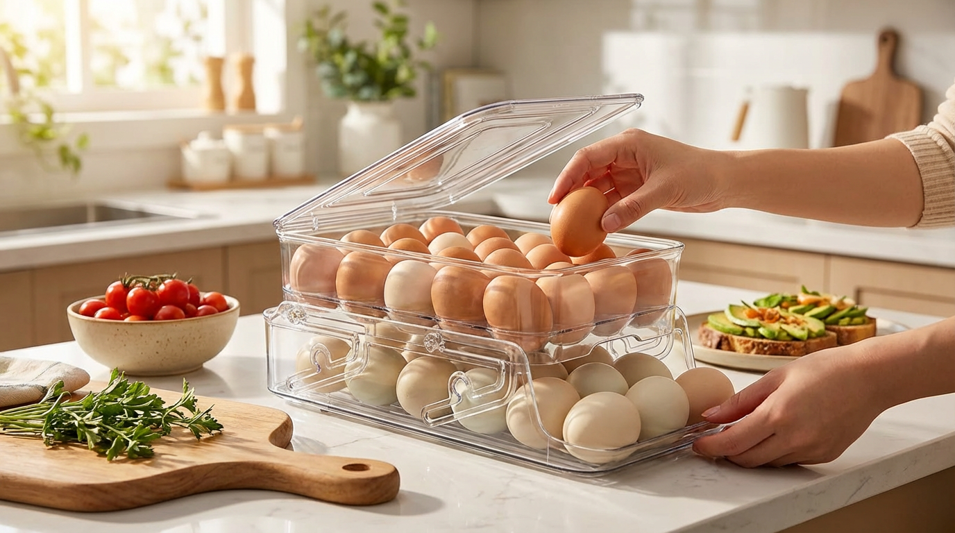 Space-Saving Plastic Egg Dispenser That Folds For Easy Storage