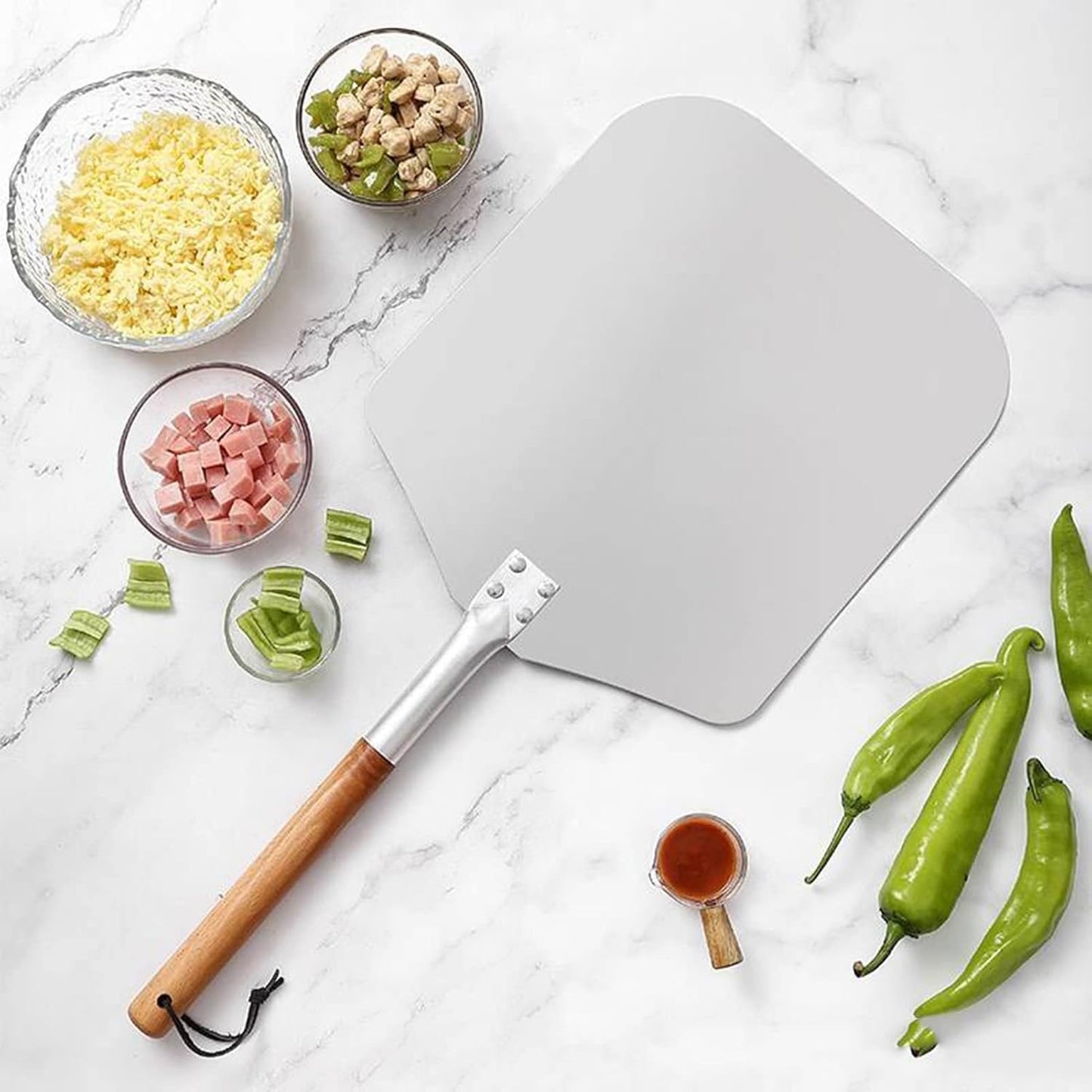 Professional Detachable Pizza Peel With Wooden Handle 12"-14