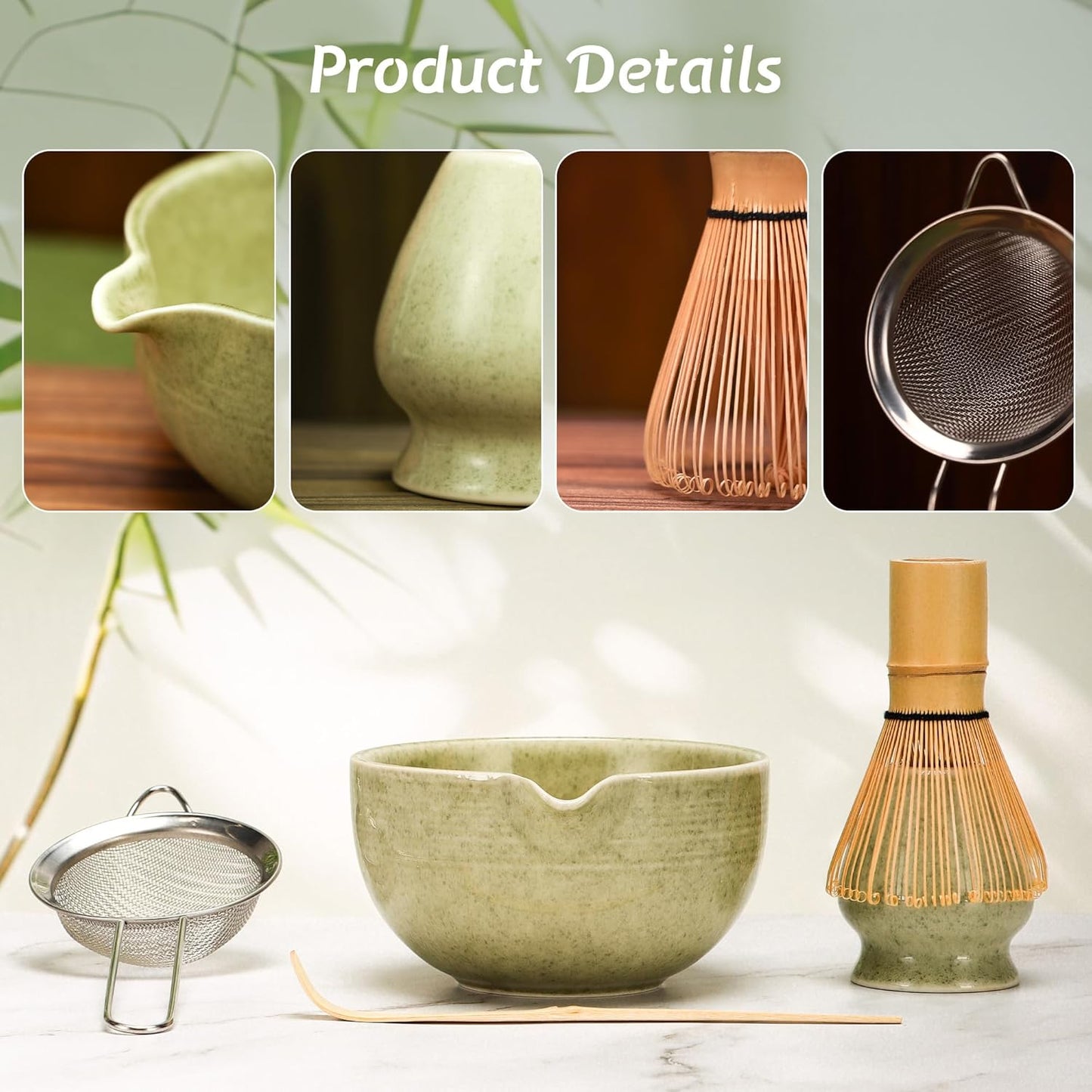 Authentic Japanese Matcha Ceremony Set - 5 Handcrafted Ceramic Pieces