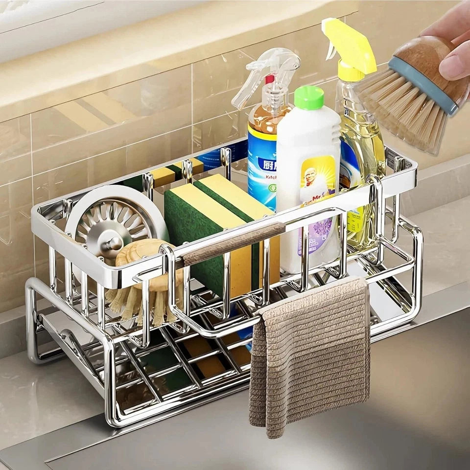 Streamlined Stainless Steel Sink Drain Rack For Clutter-Free Kitchen