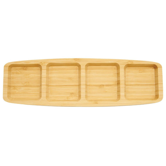 Bamboo Divided Serving Tray Natural Dinner Table Board - ZR Online Solutions