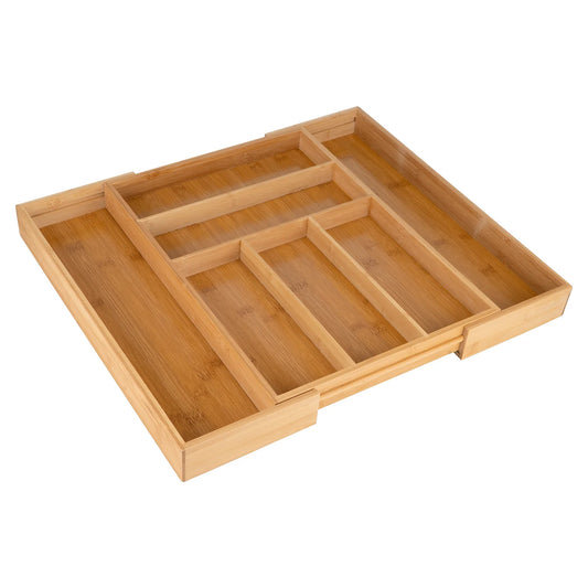 Large Extendable Bamboo Cutlery Tray Drawer Organizer - ZR Online Solutions