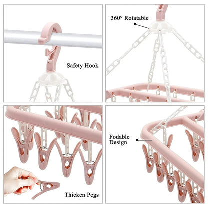 Premium 32-Clip Drying Hanger For Effortless Laundry Organization