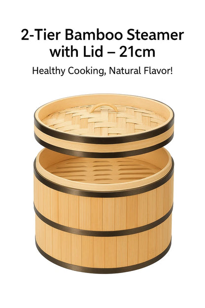 Authentic 2-Tier Bamboo Steamer - Traditional Asian Cooking Made Si...
