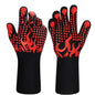 Red & Black BBQ Gloves Heat Resistant Grill Oven Cooking Smoker Mitts.