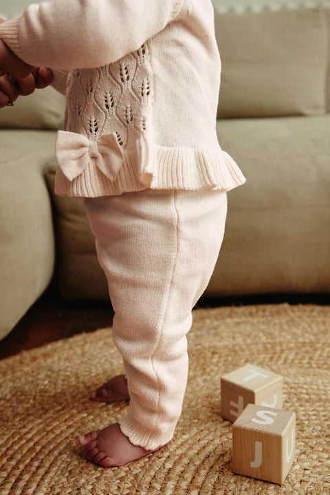 Ecru Bows Baby Knitted 2 Piece Jumper And Leggings Set (0mths-3yrs) - ZR Online Solutions