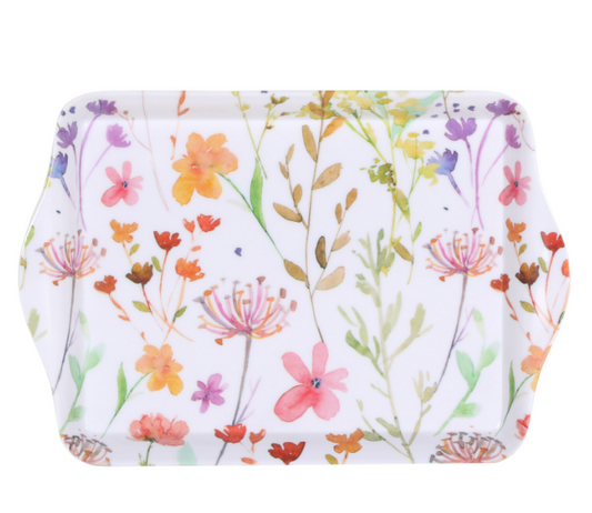 Wild Flowers Tray - White / Trinket Serving Tray - ZR Online Solutions