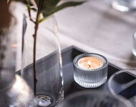 Candle Tealight Holder Crystal Clear glass 3.5 cm Candle Holder for Home  Party &Wedding Decorations