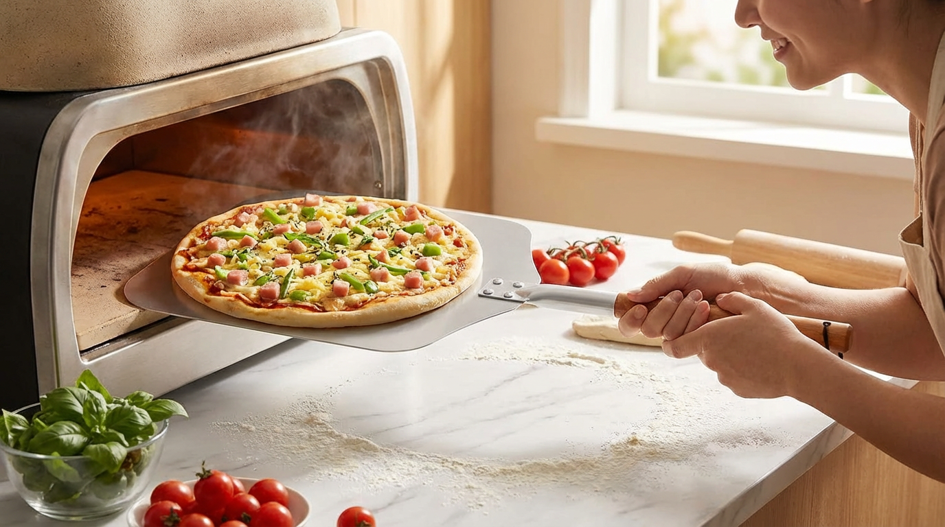 Professional Detachable Pizza Peel With Wooden Handle 12"-14