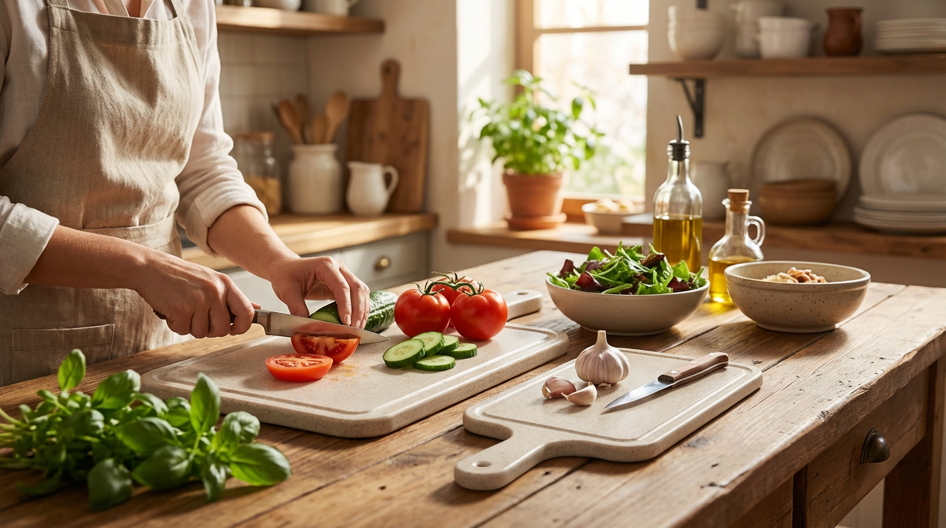 Professional Chef's White Cutting Board - 33.7cm Premium Kitchen Es...