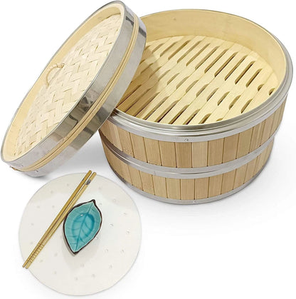 Authentic 2-Tier Bamboo Steamer - Traditional Asian Cooking Made Si...