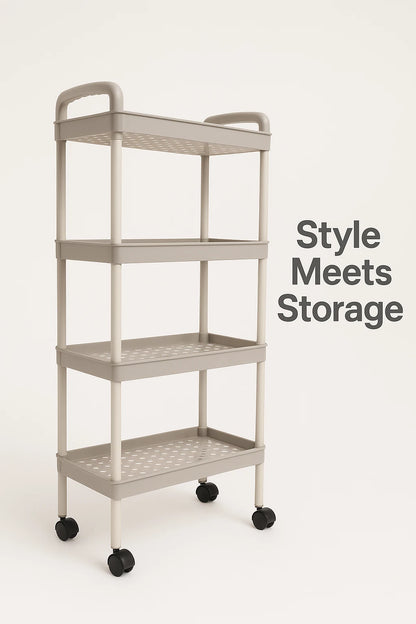 Four-Tier Rolling Storage Cart - Compact White Organizer For Any Space