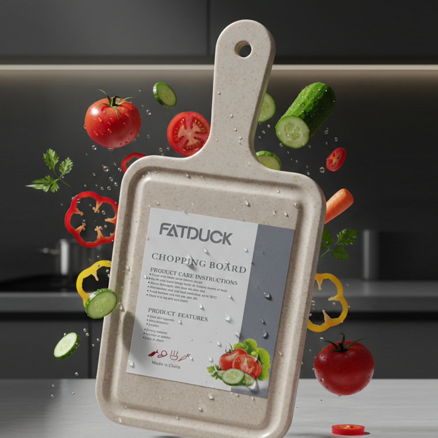 Professional Chef's White Cutting Board - 33.7cm Premium Kitchen Es...