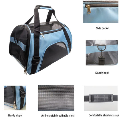 Breathable Oxford Pet Carrier - Spacious Travel Comfort For Cats