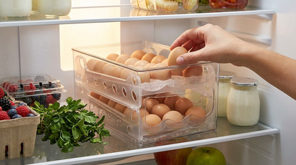 Kitchen Plastic Egg Slide Storage Box Automatic Egg-Rolling Transparent Rectangular Japanese Style Food Container