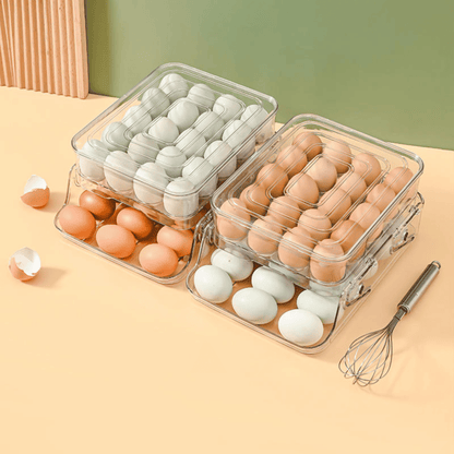 BPA-free clear plastic auto rolling egg dispenser lifestyle shot