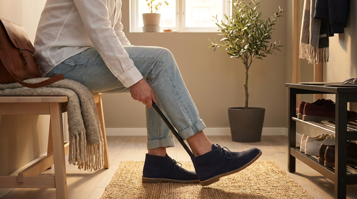 Long Handle Metal Shoehorn - Effortless Shoe Wearing Without Bending