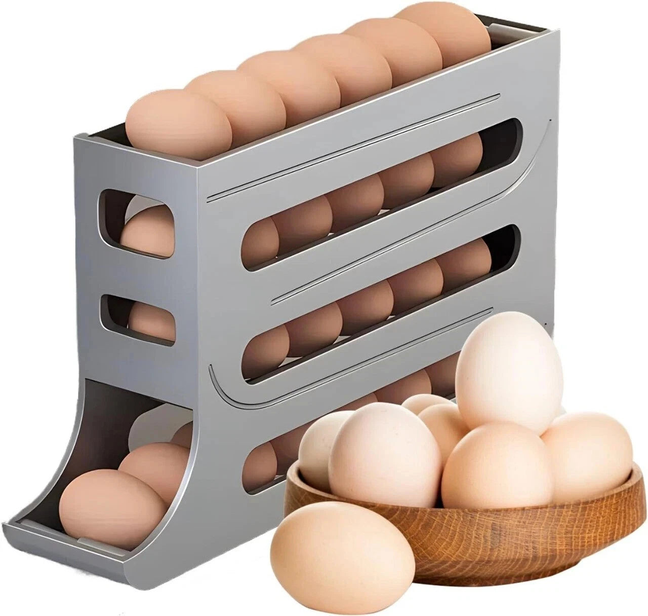 PLASTIC EGG DISPENSER-4LAYER-GREY
