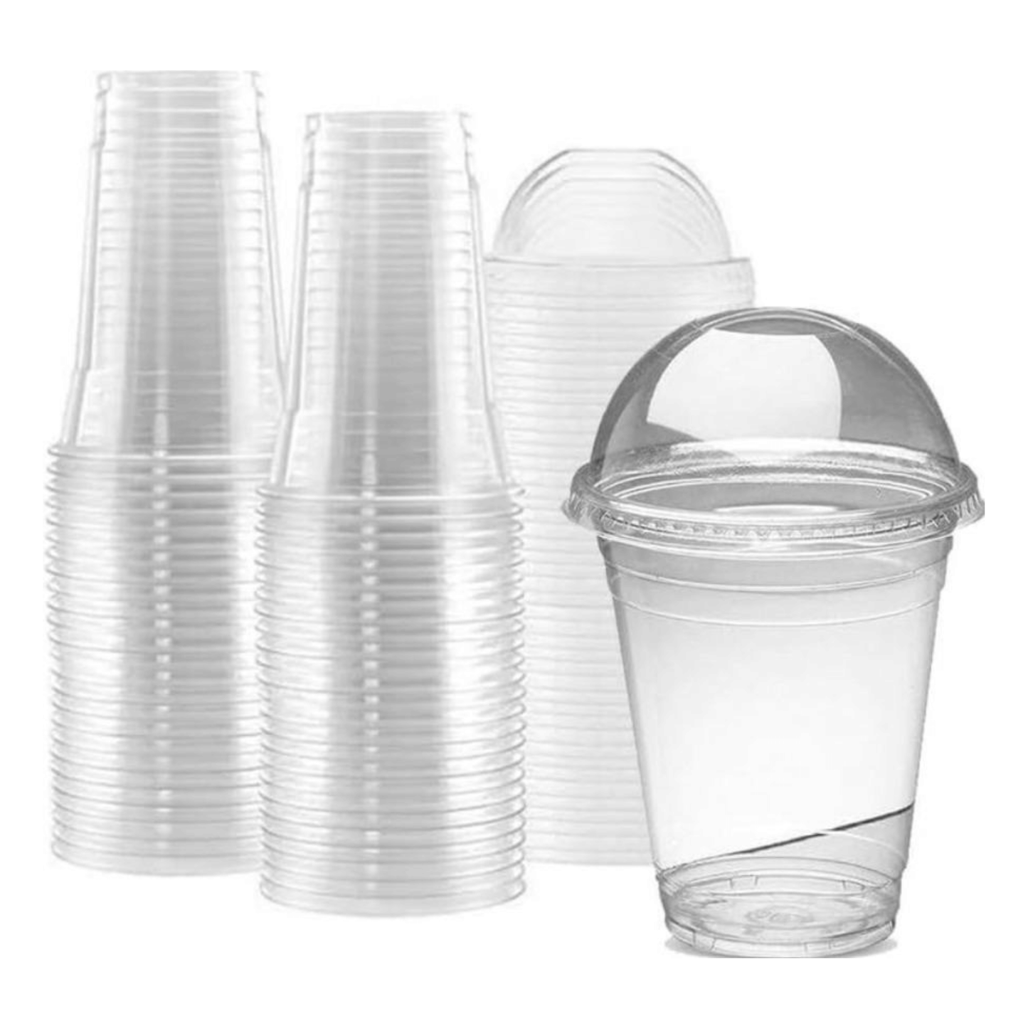 Crystal clear PET 12oz/16oz smoothie cups with dome lids, leak-proof straw hole for milkshakes and iced coffee UK