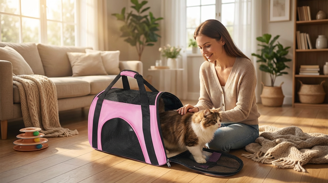 Breathable Oxford Pet Shoulder Carrier - Comfort Travel for Cats