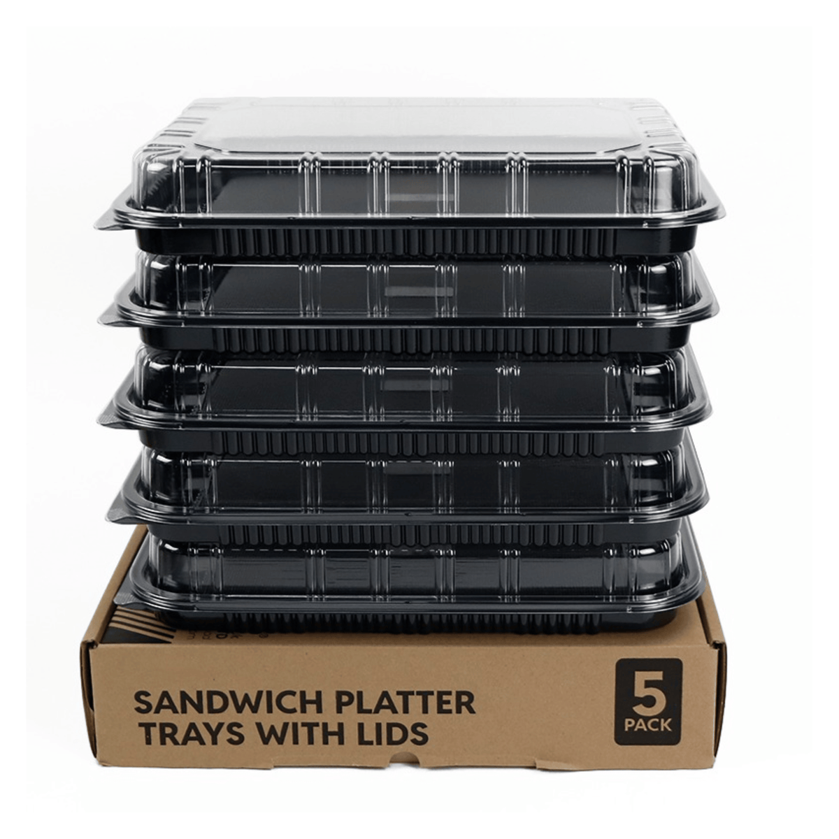 Custom Sushi Party Tray Rectangular Food Catering Serving Platters Tray Plastic for Croissants Sandwiches Bagels